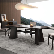 Minimalist modern Italian style minimalist light and luxurious Nordic Smoked oak dining table Dining Room Furniture Rectangle