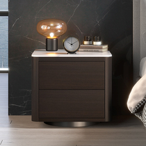 Italian style modern bedroom lockers Bedside Cabinet Bucket Cabinet Nordic Minimalist Rock Plate Smoked Wood Bed Head Cabinet