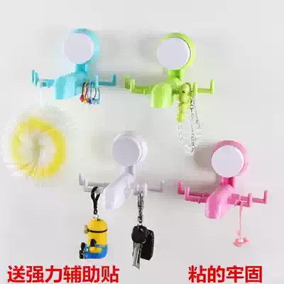 Four-claw hook suction cup seamless strong sticky hook behind the door Creative kitchen tile suction hook Wall hanging load-bearing clothes hook