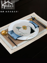 New Chinese dining cloth insulation mat desktop ice silk mat Chinese style tea table mat table mat non-slip embroidery can be customized