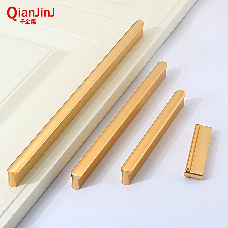 Cabinet door handle golden light luxury wardrobe door handle cabinet kitchen door modern minimalist drawer long black iron gray shoe cabinet