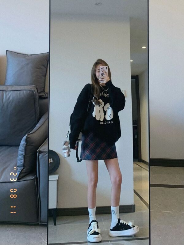 2026 Autumn/Winter New Korean Style Lazy Cute Cartoon Dog Knit Sweater Women's Round Neck Heavy Sweater National Trend Brand 2026 Autumn/Winter New Korean Style Lazy Cute Cartoon Dog Knit Sweater Women's Round Neck Heavy Sweater National Trend Brand