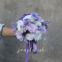 Provence purple rose bouquet artificial flower wedding registration certificate bouquet outdoor wedding photography props