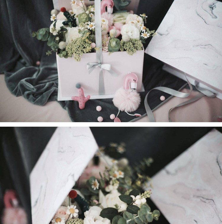 ins square pink marble texture wedding bridesmaid bridesmaid gift box wedding gift packaging box
