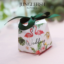 JF Son Tie Wins Wind Flamingo Diamond Shape Green Silk With Delight Candy Box Carton Candy Creative Personality Wedding Celebration