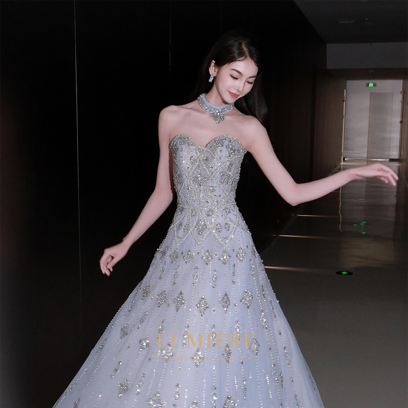 "Glass World" 2026 New High-End Heavy-Duty Engagement Toast Evening Dress Coming-Of-Age Ceremony Birthday Party Dress