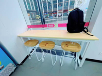 Solid wood bar table and chair combination anti-exposure commercial bar table household wall-mounted tall narrow table commercial small bar