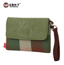Simple canvas handbag three-color patch practical double-layer hand fabric large screen mobile phone Bag Girl bag
