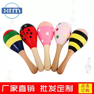 Kindergarten baby wooden sand hammer infant early education strike toy sand ball children Orff instrument