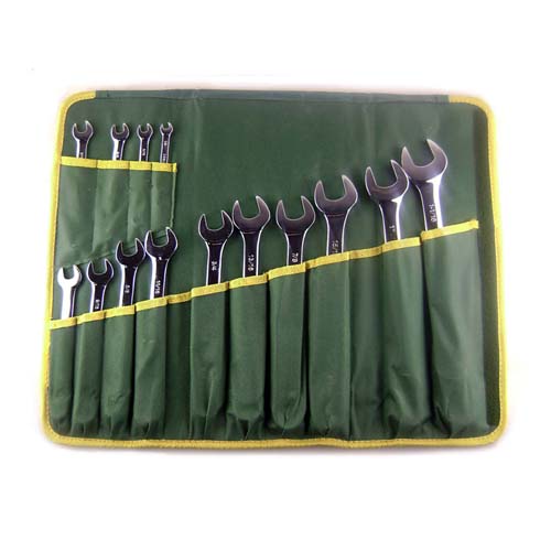 Able tool 14 pieces of British dual-use wrench set with opening plum-double wrench quality steel cloth bag clothing