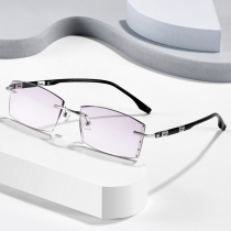 Ultra light titanium rimless myopia glasses mens cutting edge glasses can be equipped with anti-blue color color color finished glasses