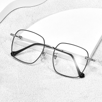 Pure titanium glasses mens myopia anti blue red flat light radiation color protection eye makeup artifact decorative Big Frame