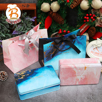 Ins Wind Square tinplate box moon cake egg yolk crisp cookie cookie snowflake crisp nougat snack box