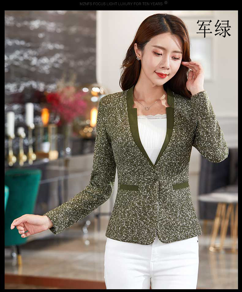 2018 thu đông mới cotton dài tay cotton nhỏ phù hợp với nữ chống nhăn dễ quản lý màu sắc với bộ đồ cổ chữ V bộ vest nữ công sở cao cấp