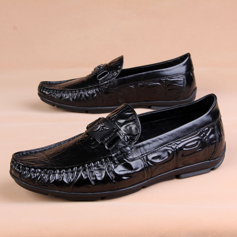 Korean Version Sloth Shoes One foot Pedal Bean shoes Crocodile Sailing Shoes Genuine Leather Leather Leather Shoes Casual Driving Shoes Spring Men's Shoes
