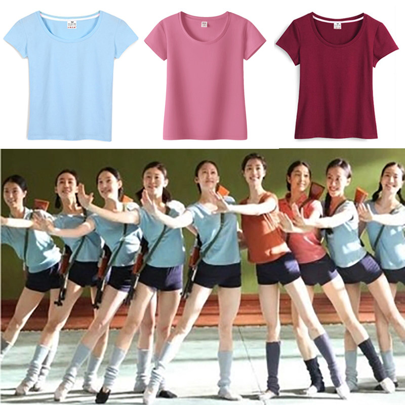 Ballet dancer with T-shirt pure cotton pure color short sleeve round neckline dance performance rehearsals for the film Fanghua Tongan 