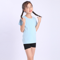 Fanghua same childrens dance T-shirt Modal candy color seamless top dancing dance line dance performance suit