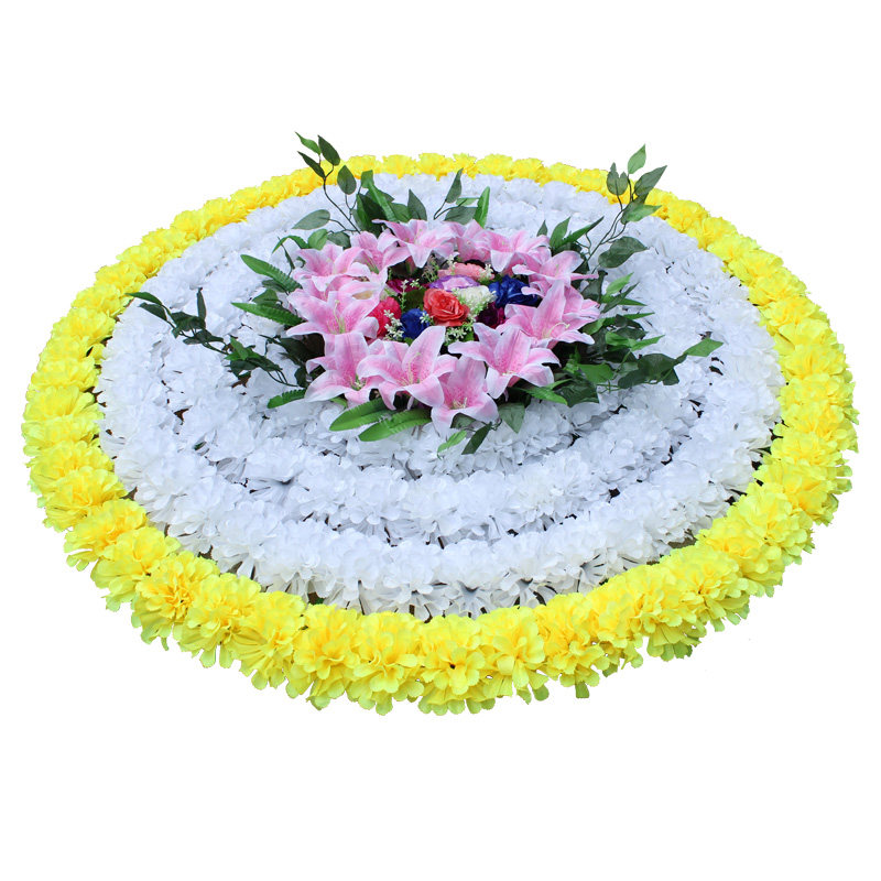 Silk flowers Chrysanthemum circle Qingming flowers 1 5 meters large wreath tomb sweeping flowers Sacrificial flowers cheap funeral home flowers batch