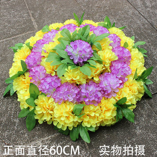 Silk flower Qingming flower cheap grave sweeping flower simulation chrysanthemum circle manufacturer wholesale sacrifice decorative flower plastic flower wreath
