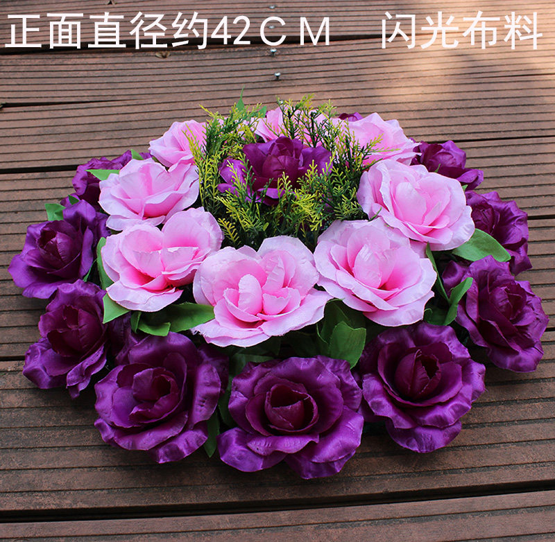 Artificial roses large wreath fake flowers Qingming Festival flowers homage flowers cheap flowers Tomb sweeping flowers Plastic flowers decorative flowers wholesale