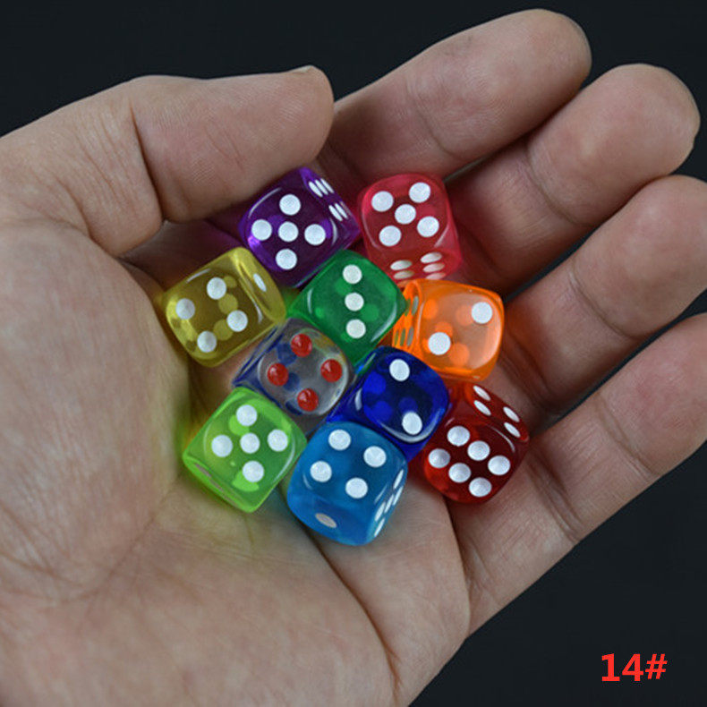 New transparent dice 14# acrylic mahjong dice KTV bar toy crystal sieve No. 12 5 grains price