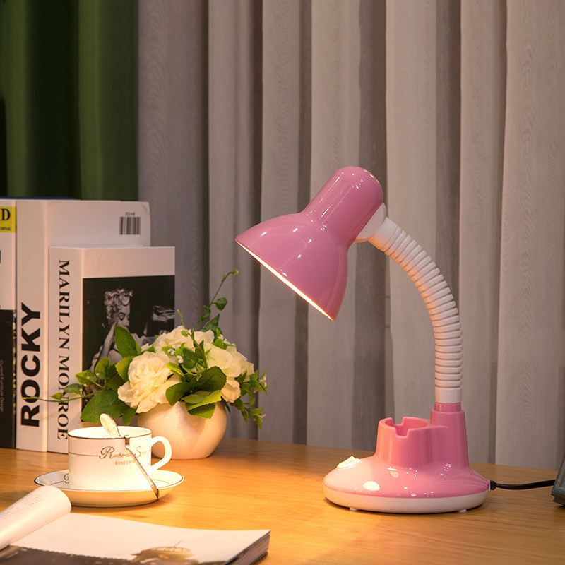 LED metal eye protection table lamp Bedroom bed lamp Reading children's desk University dormitory lamp Plug-in small table lamp