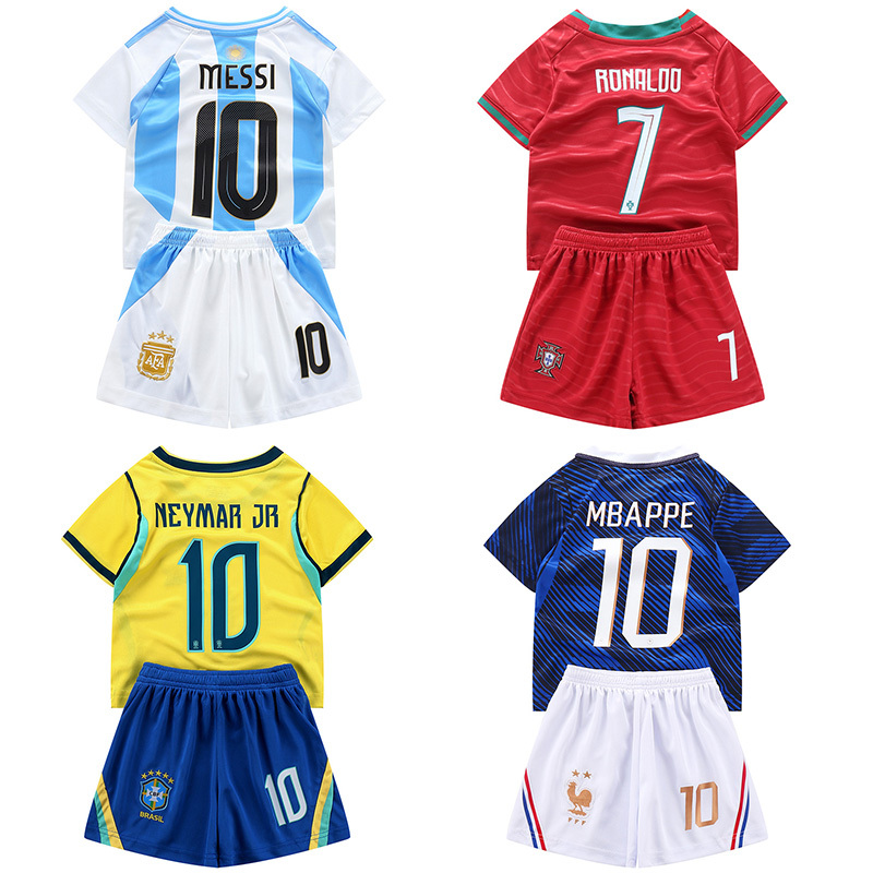 26 New National Team Children's Soccer Jerseys Argentina Messi Portugal Cristiano Ronaldo Germany France Spain Jerseys