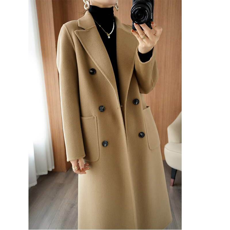 2026 New Autumn and Winter Double-Sided Woolen Cashmere Coat for Women, Mid-Length Korean Style Loose 100% Wool Woolen Coat 2026 New Autumn and Winter Double-Sided Woolen Cashmere Coat for Women, Mid-Length Korean Style Loose 100% Wool Woolen Coat