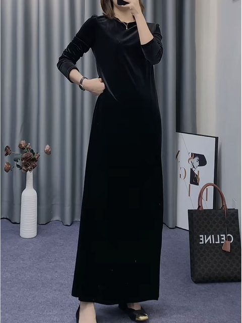 Velvet autumn and winter dress