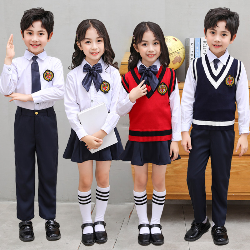 Kindergarten uniform spring and autumn elementary and middle school students class uniform school uniform suit graduation photo clothing British style children's chorus clothing