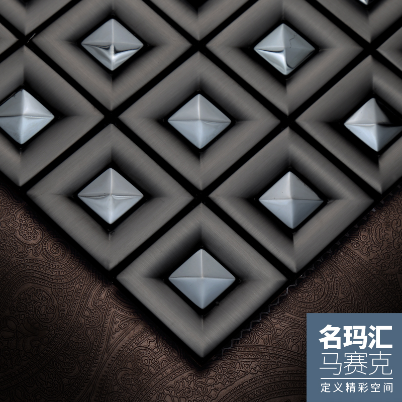 NameMahui Black Art Metal Stainless Steel Mosaic tile decorated wall tile living room seating room seating wall