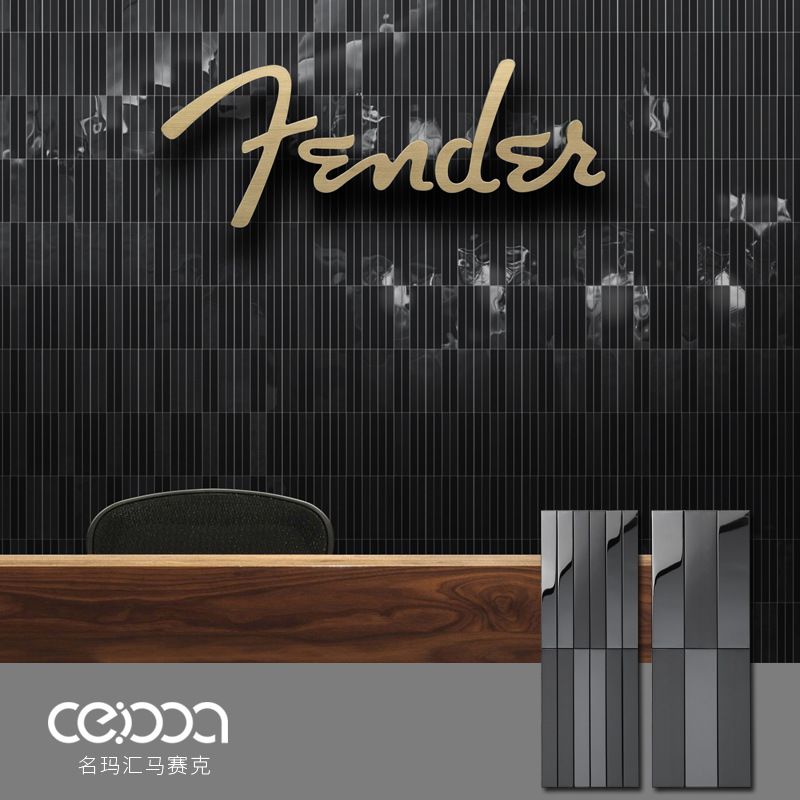 Famous Mahui simple modern metal stainless steel mosaic tile TV background wall black strip decorative wall stickers