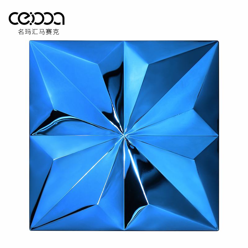 Maihui Blue Mirror Metal Mosaic tile Background Wall 3D Steel Bumper Art Stainless Steel Wall