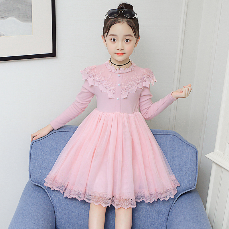 Girls ' long-sleeved dress spring and autumn Korean version of the foreign school 2020 new children's princess yarn skirt children's skirt spring