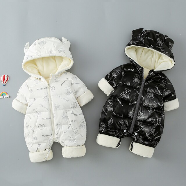 Baby winter jumpsuit thickened cotton clothes super foreign style children boys and girls cartoon cute going out romper rompers