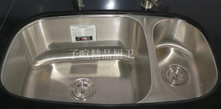 Subammy SUS304 stainless steel extra-large double tank washbasin profiled primary and secondary basin oval sink foreign trade 7946-3