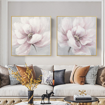 Tirart hand painted oil painting Double life Two living-room dining room Restaurant hanging painting sofa Background decoration Peony Flowers