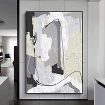 Tirart Hand-painted Oil Painting < Flowing > Living Room Sofa Background Decoration Painting Genguan Mural Painting Abstract Black And White