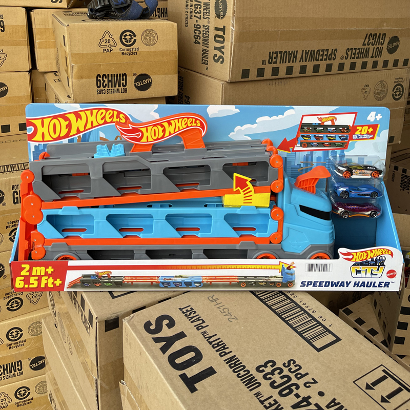 Hot Wheels City Racing Transport Vehicle Track Multi-Play Storage Truck Boys Track Ejection Toy Gvg37
