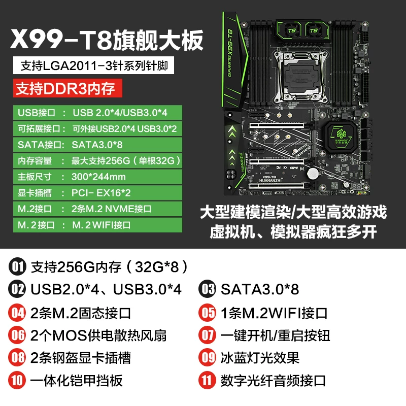 HUANANZHI/ X99/BD3/BD4/ZD4/AD3/AD4/TF/T8/F8 материнская плата RECC
