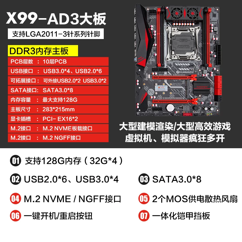 HUANANZHI/ X99/BD3/BD4/ZD4/AD3/AD4/TF/T8/F8 материнская плата RECC