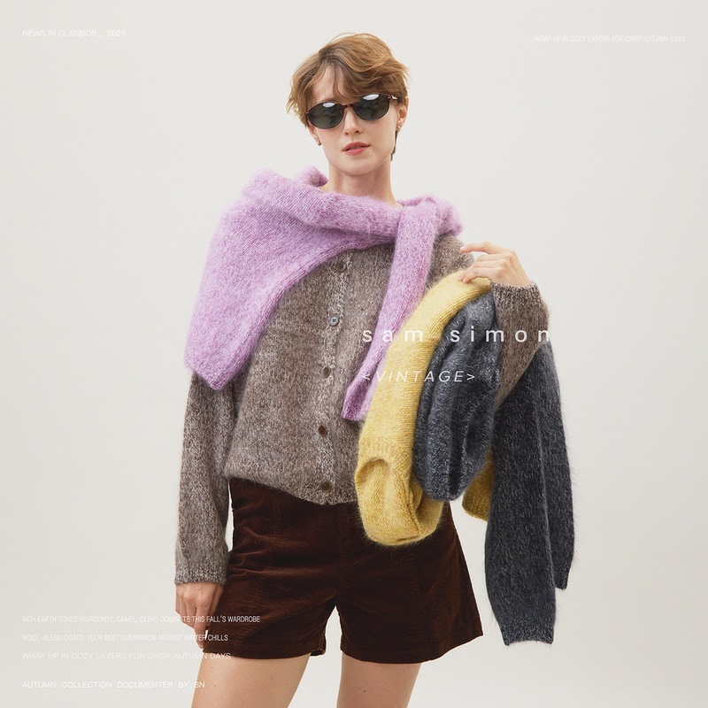 Sam Simon/Relaxed and Comfortable Mixed-Color Floral Yarn 2.0 Soft and Fluffy Cloud-Like Wool Cashmere Three-Dimensional Brushed Cardigan Sam Simon/Relaxed and Comfortable Mixed-Color Floral Yarn 2.0 Soft and Fluffy Cloud-Like Wool Cashmere Three-Dimensional Brushed Cardigan