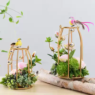 Simulation floral creative birdcage decoration Hotel bed and breakfast desktop decoration props Shop window display fake flower decoration