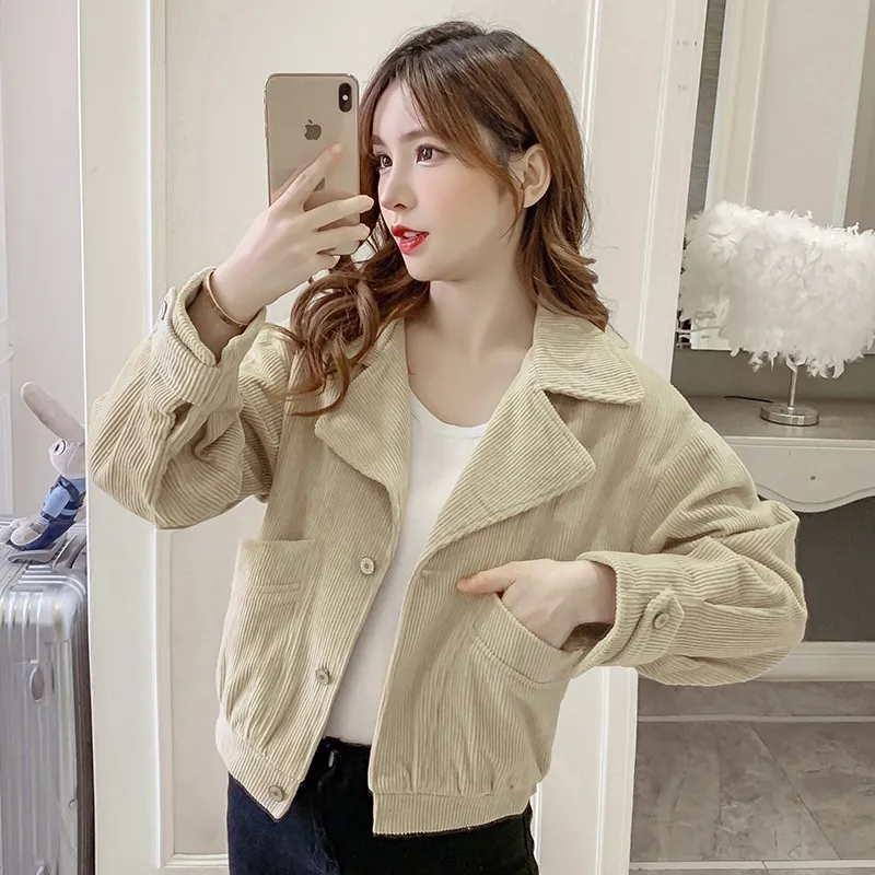 Corduroy Jacket for Women, Spring and Autumn 2024 New Style, Petite, Age-Reducing, Loose-Fitting, Long-Sleeved Jacket, Short Top Jacket Corduroy Jacket for Women, Spring and Autumn 2024 New Style, Petite, Age-Reducing, Loose-Fitting, Long-Sleeved Jacket, Short Top Jacket