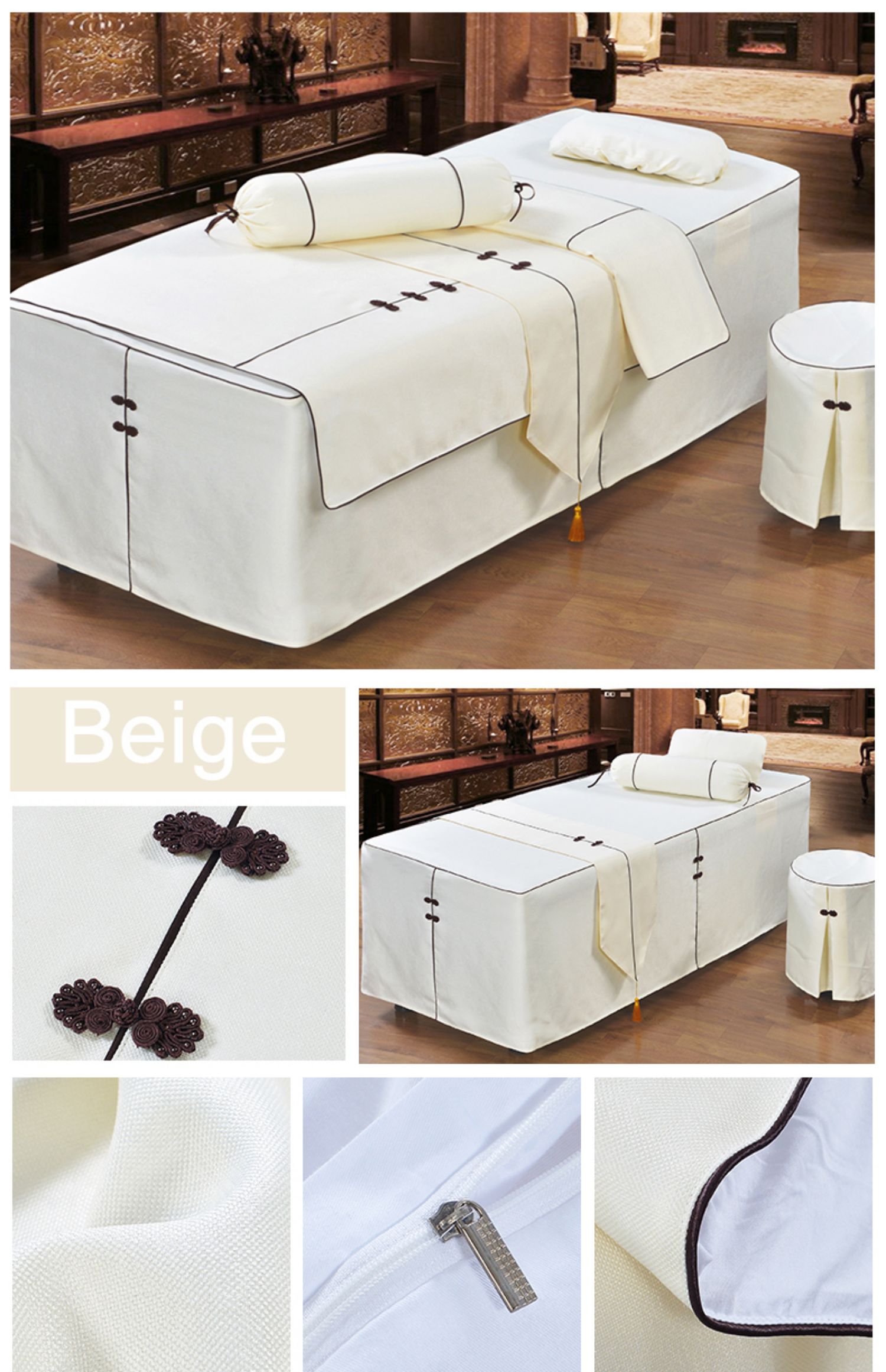 khăn trải giường màu be gia đình bốn thẩm mỹ viện vẻ đẹp cơ thể xoa bóp da thuộc quyền quản lý tối giản Bắc Âu Four Seasons giường váy - Trang bị tấm ga trải giường spa đẹp