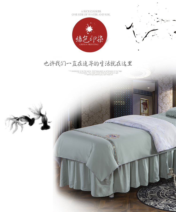 Beauty khăn trải giường cotton gia đình của màu bông thêu chăm sóc sắc đẹp massage toàn thân salon Bốn phong cách châu Âu custom-made giường váy - Trang bị tấm mẫu ga phủ giường spa
