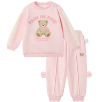 PawinPaw Cartoon Bear Childrens Clothing 2024 Autumn and Winter New Mens and Womens Baby Contrast Color Sports and Leisure Suits