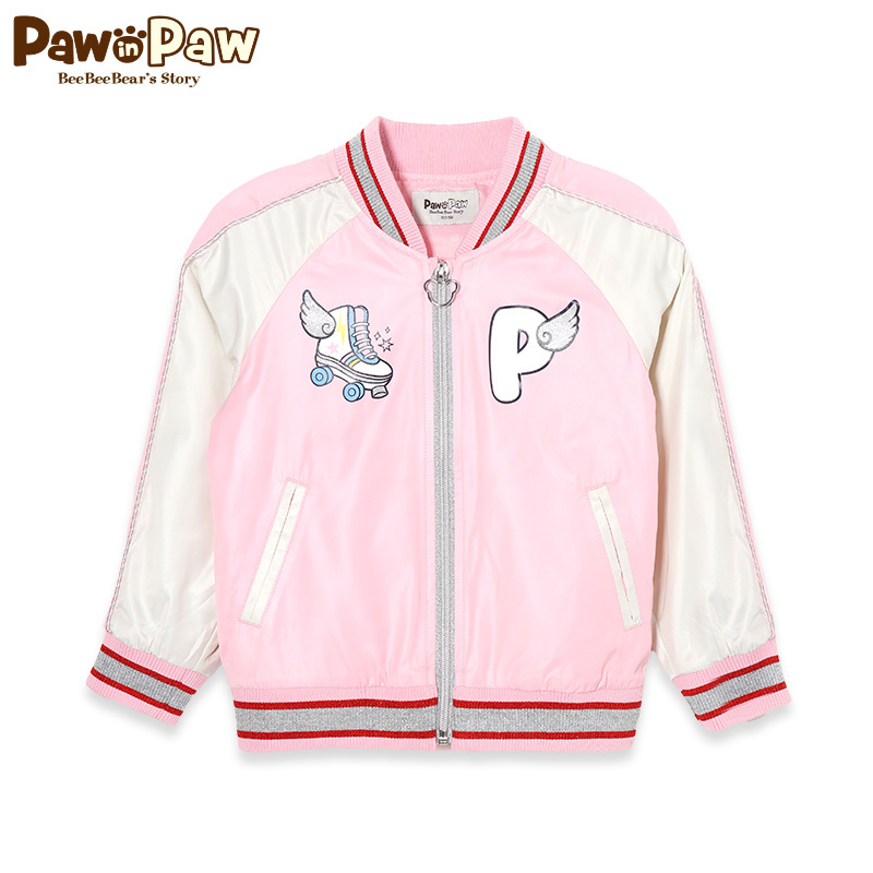 Pawin Paw Cartoon Cubs Cub mùa thu Cô gái Zipper Jacket màu bóng chày Suit