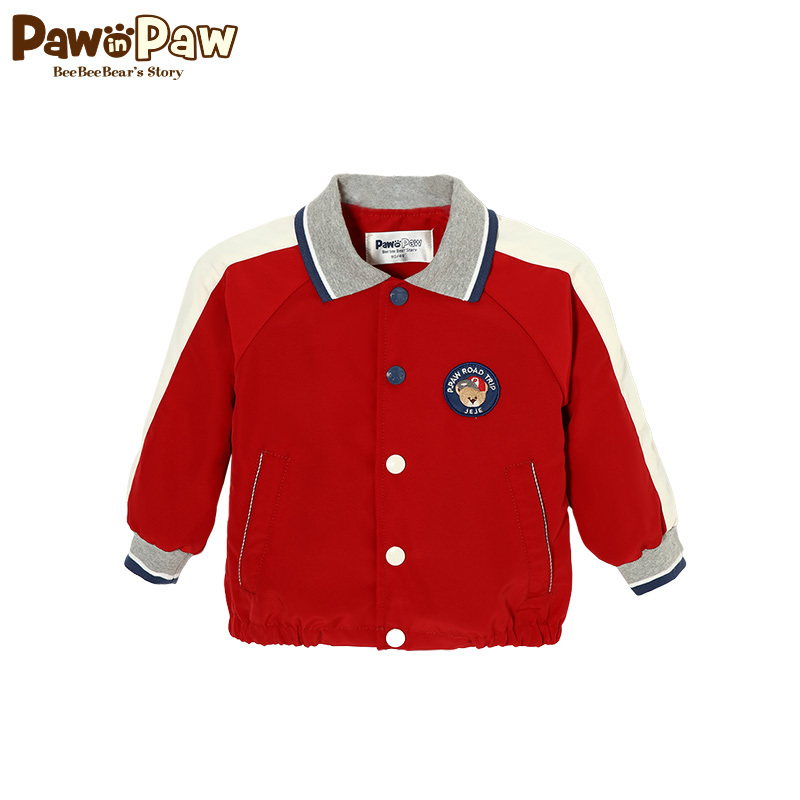 Pawin Paw Cartoon Cub Kids 2020 mới mùa xuân bé trai áo khoác bên ngoài lapcollar dài tay áo sóng bình thường.