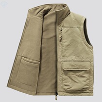 Autumn and winter double-sided vest mens velvet thickened fleece vest vest outdoor casual polar fleece vest jacket